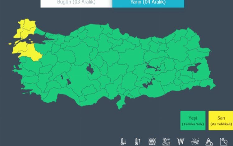 Yeni haftada Marmara’nın batısına ‘sarı’ uyarı