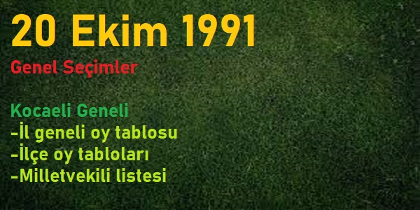 20 Ekim 1991 Genel seçimleri Kocaeli sonuçları