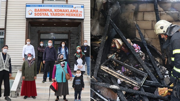 Evleri yanan aileler Barınma Merkezi’ne yerleştirildi Evleri yanan aileler Barınma Merkezi’ne yerleştirildi