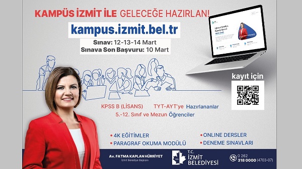 İzmit Belediyesinden on binlerce öğrenciye KPSS-YKS-LGS kursu