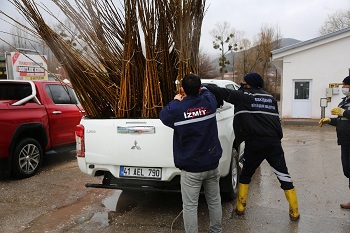 Eskişehir Büyükşehir Belediyesinin gönderdiği dut fidanları İzmit Belediyesi yetkililerince teslim alındı