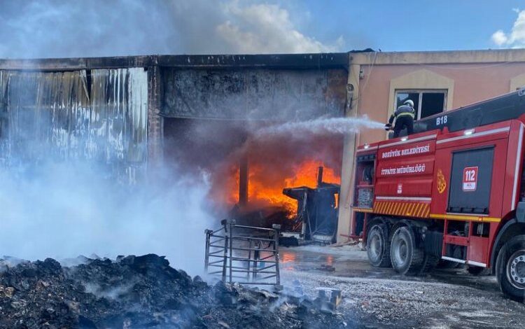 Bozüyük İnönü’de palet fabrikası yandı Bozüyük İnönü’de palet fabrikası yandı