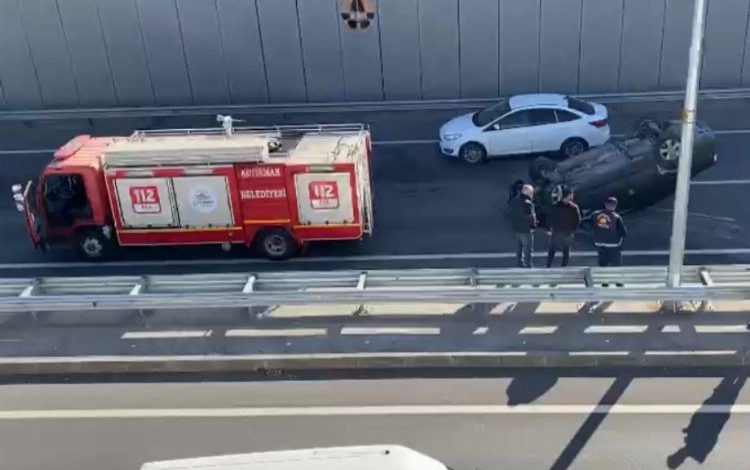 Adıyaman’da direksiyon hakimiyetini kaybetti, takla attı Adıyaman’da direksiyon hakimiyetini kaybetti, takla attı