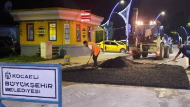 Kocaeli’de Turan Güneş Caddesi’ne gece bakımı