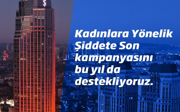 İş Bankası Binası, kadınlar için ışıklandırdı