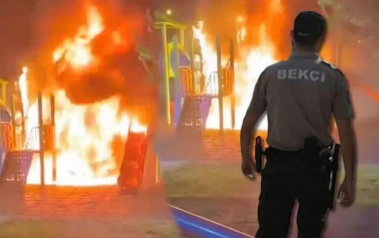 Bingöl’de park ateşe verildi Bingöl’de park ateşe verildi