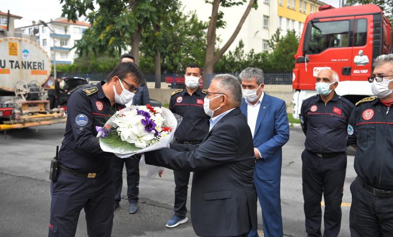 Kayseri itfaiyesine gururla karşılama