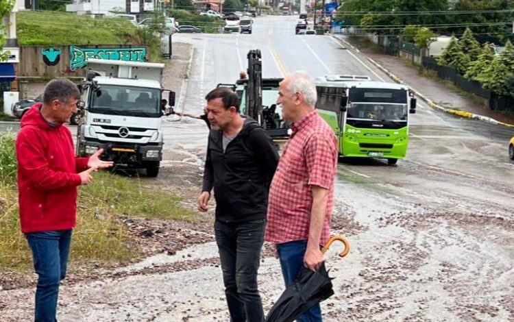 İzmit’te yağıştan etkilenen bölgelere müdahale