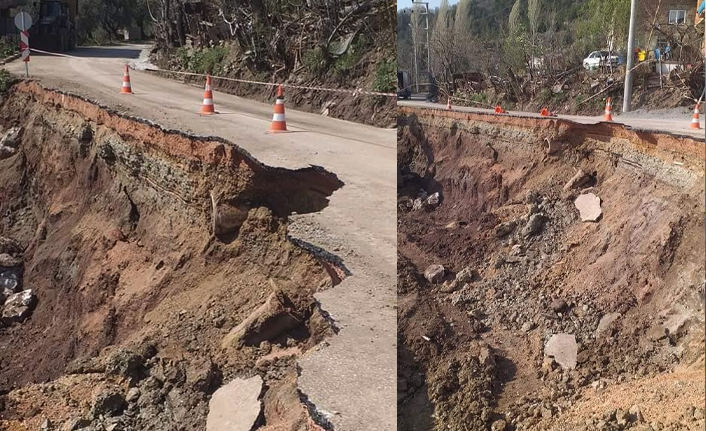 Bursa Gemlik’te heyelan köy yolunu kapattı!
