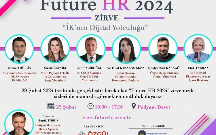 Fütürist Ufuk Tarhan “Future HR2024” Zirvesi için Bursa’ya geliyor Fütürist Ufuk Tarhan “Future HR2024” Zirvesi için Bursa’ya geliyor