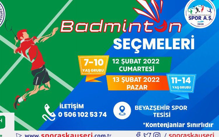 Kayseri Büyükşehir Spor A.Ş “Badminton” seçmeleri başlıyor Kayseri Büyükşehir Spor A.Ş “Badminton” seçmeleri başlıyor