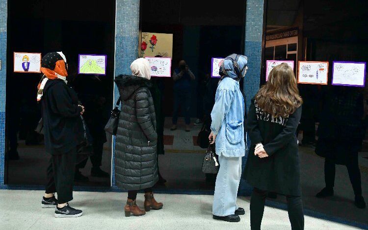 Kadına şiddete karşı karikatür sergisi