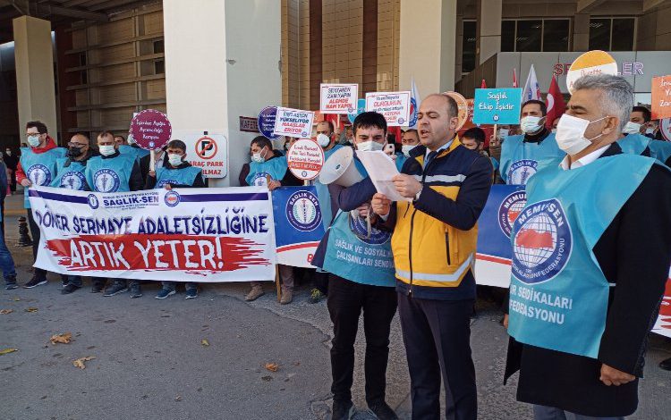 Niğde’de Sağlık-Sen üyesi hastane çalışanları iş bıraktı